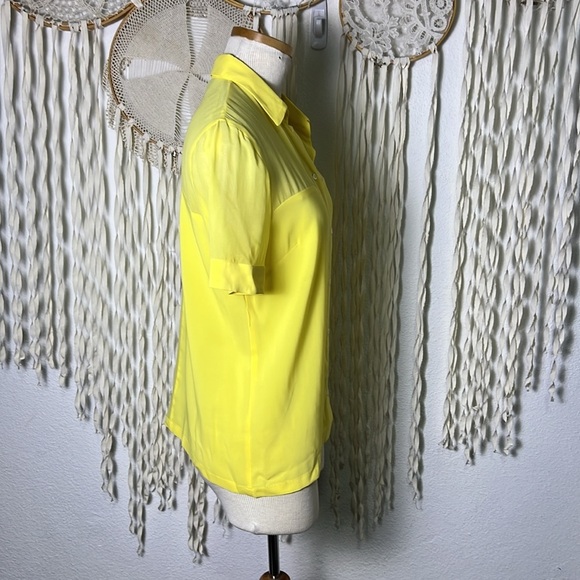 Patrizia Pepe Yellow Silk Short Sleeve Blouse Size 42/US6 - Picture 2 of 15